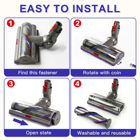 Extolife cordless Dyson head enhances cleaning power on hard floors.