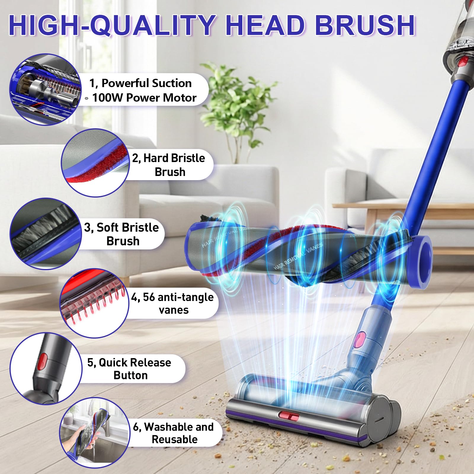 Extolife three-stage airflow control adjusts suction for various surfaces.