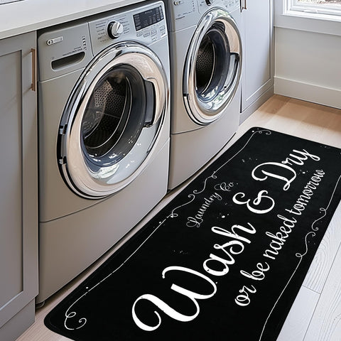 EYECY Laundry Runner 20x49 close-up shows soft surface and non-slip backing for stable footing.