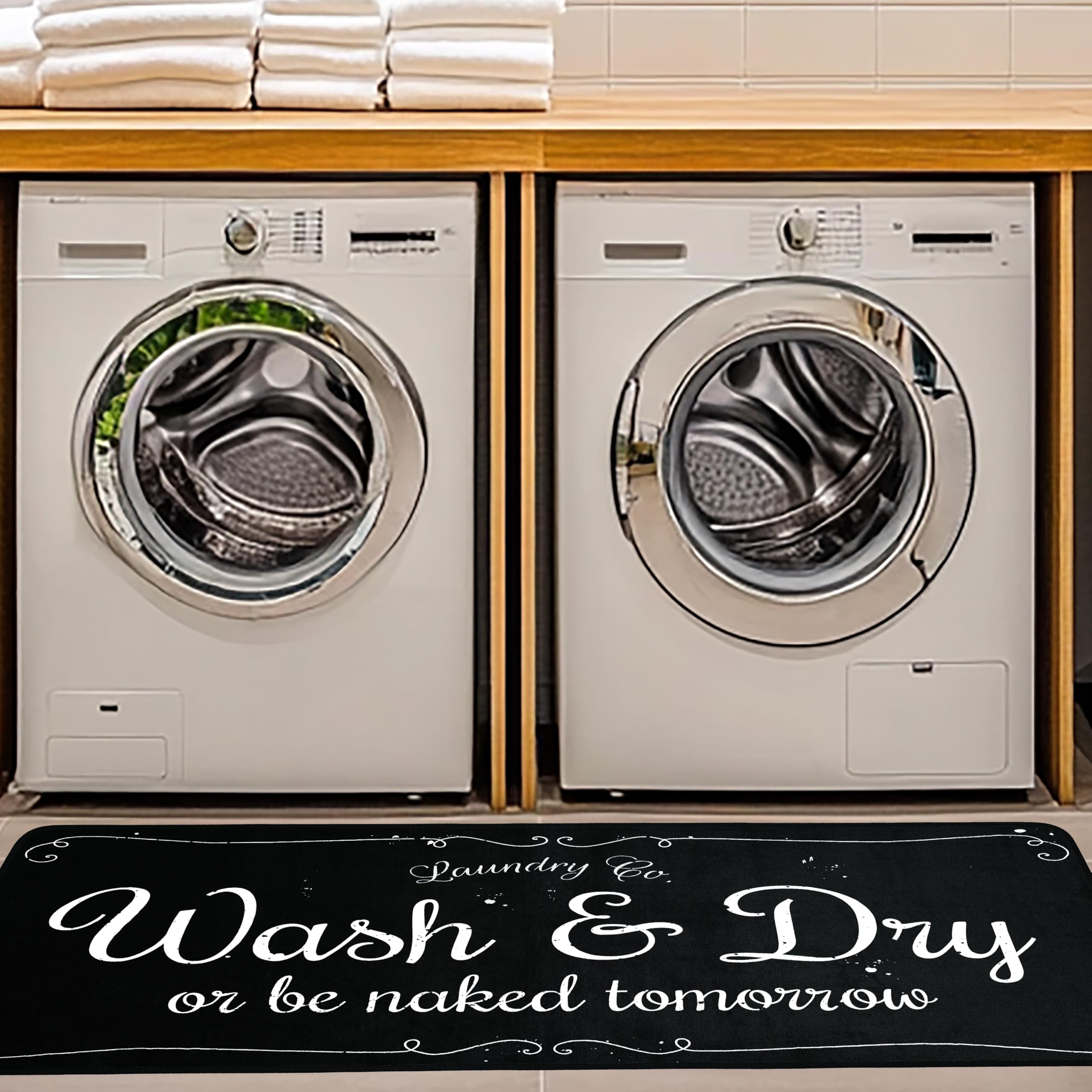 EYECY Laundry Runner non-slip backing keeps floors safe in wet areas like kitchens and bathrooms.