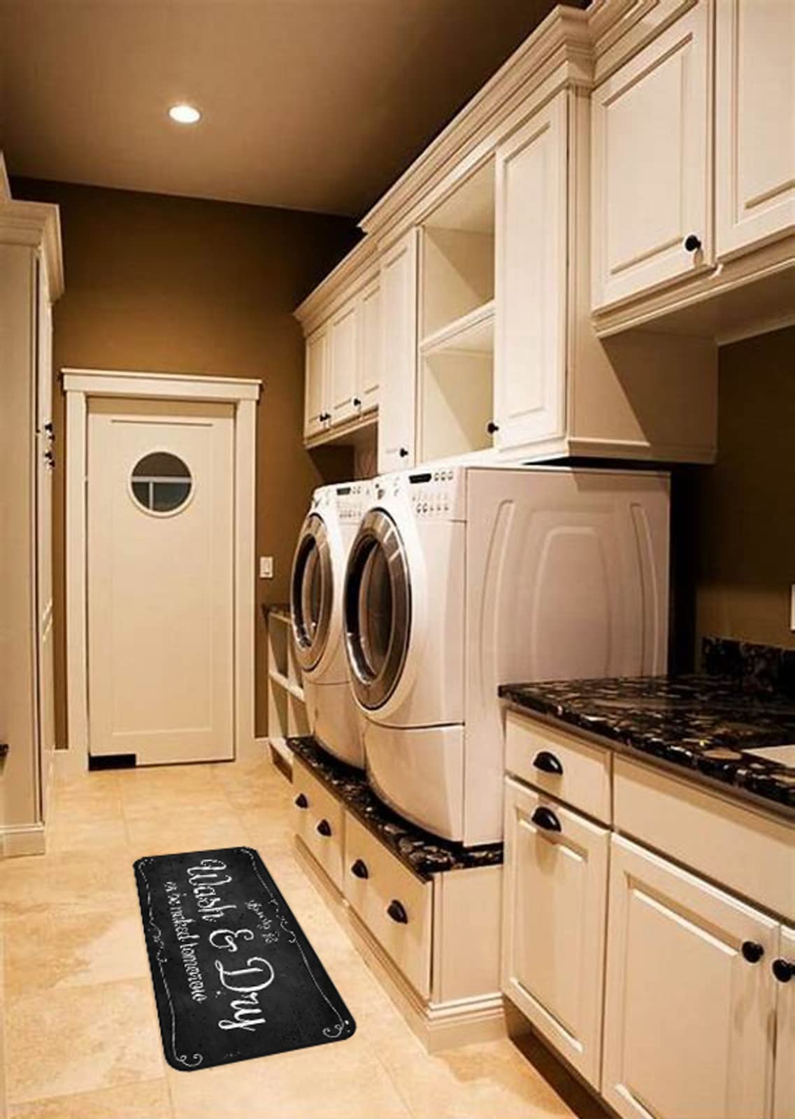 EYECY waterproof fabric detail highlights durable, spill-resistant surface for busy kitchens.