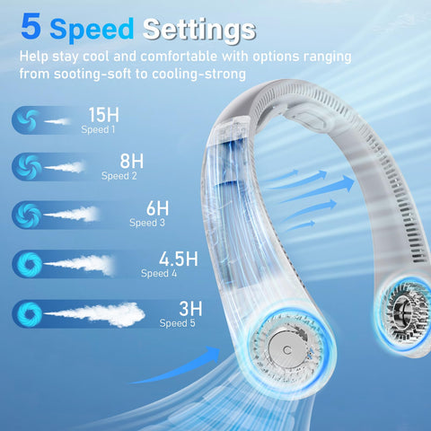 EYERZ neck fan 16h runtime keeps you cool all day outdoors.