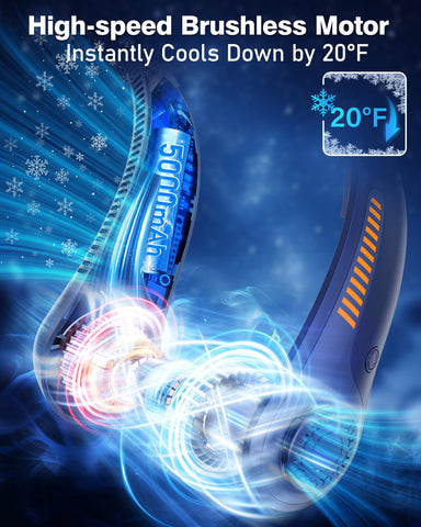 EYERZ neck fan battery compartment reveals 5000mAh battery for long-lasting cooling.
