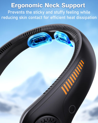 EYERZ neck fan ergonomic design demonstrates comfortable wear and reduced neck pressure.