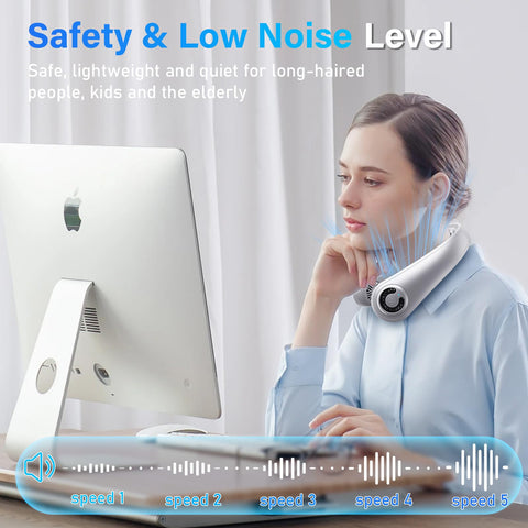 EYERZ neck fan lightweight ergonomic design for long wear.