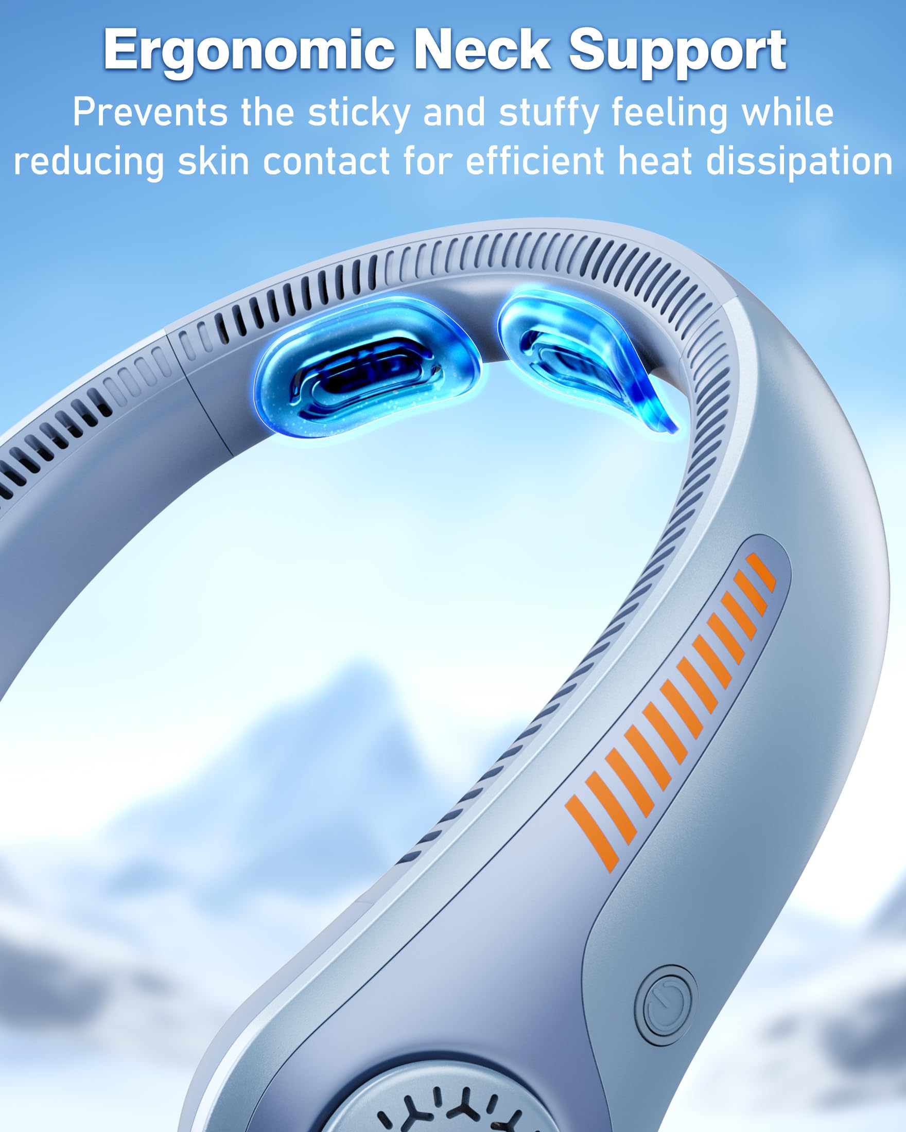 EYERZ neck fan side angle highlights lightweight ergonomic design