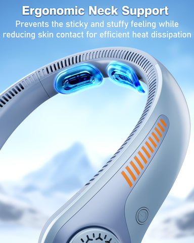 EYERZ neck fan side angle highlights lightweight ergonomic design