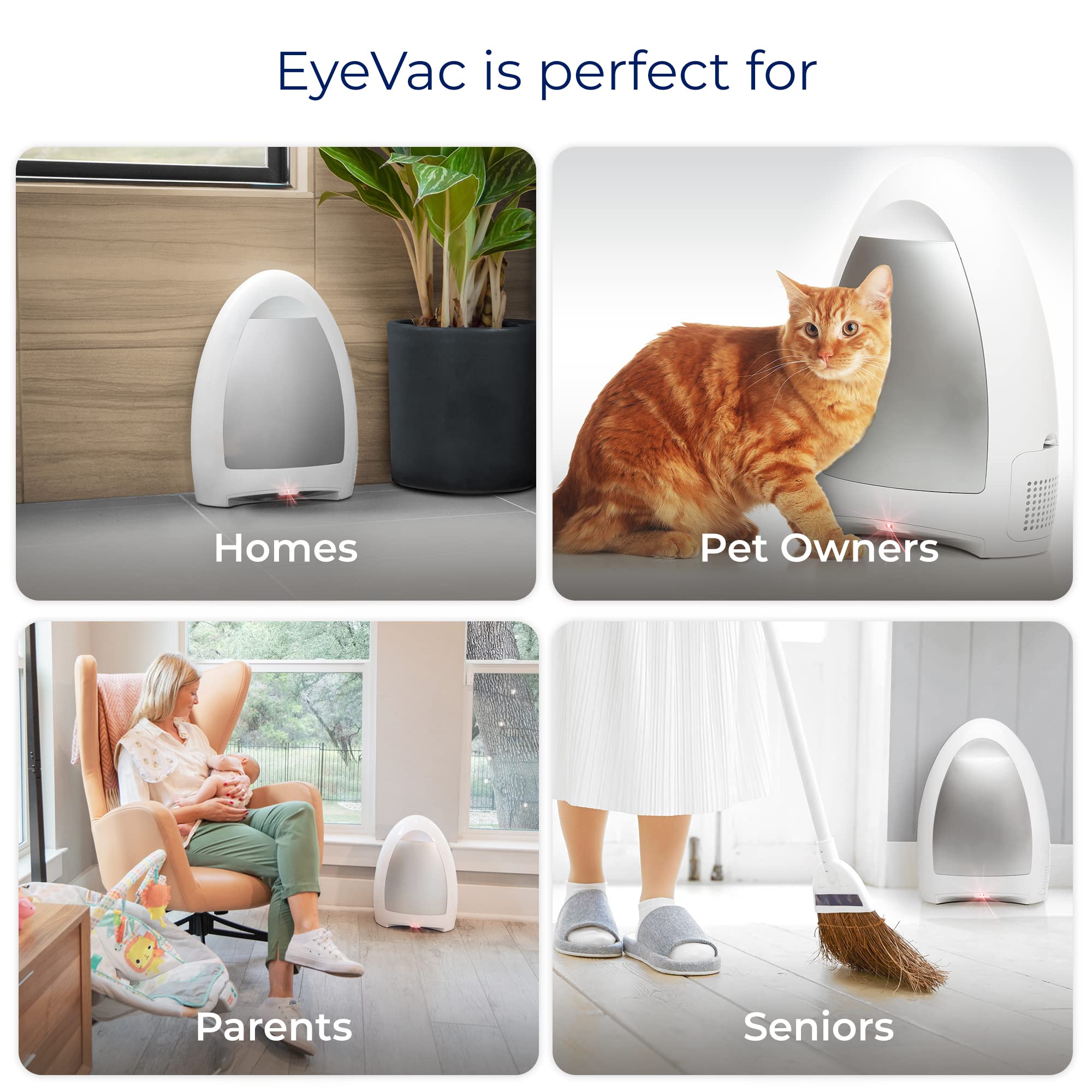 EyeVac six-foot cord placement for flexible cleaning