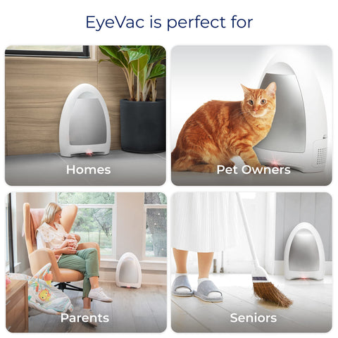 EyeVac six-foot cord placement for flexible cleaning