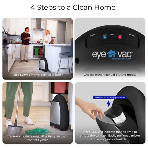 EyeVac bagless dustpan allows easy emptying after sweeping.