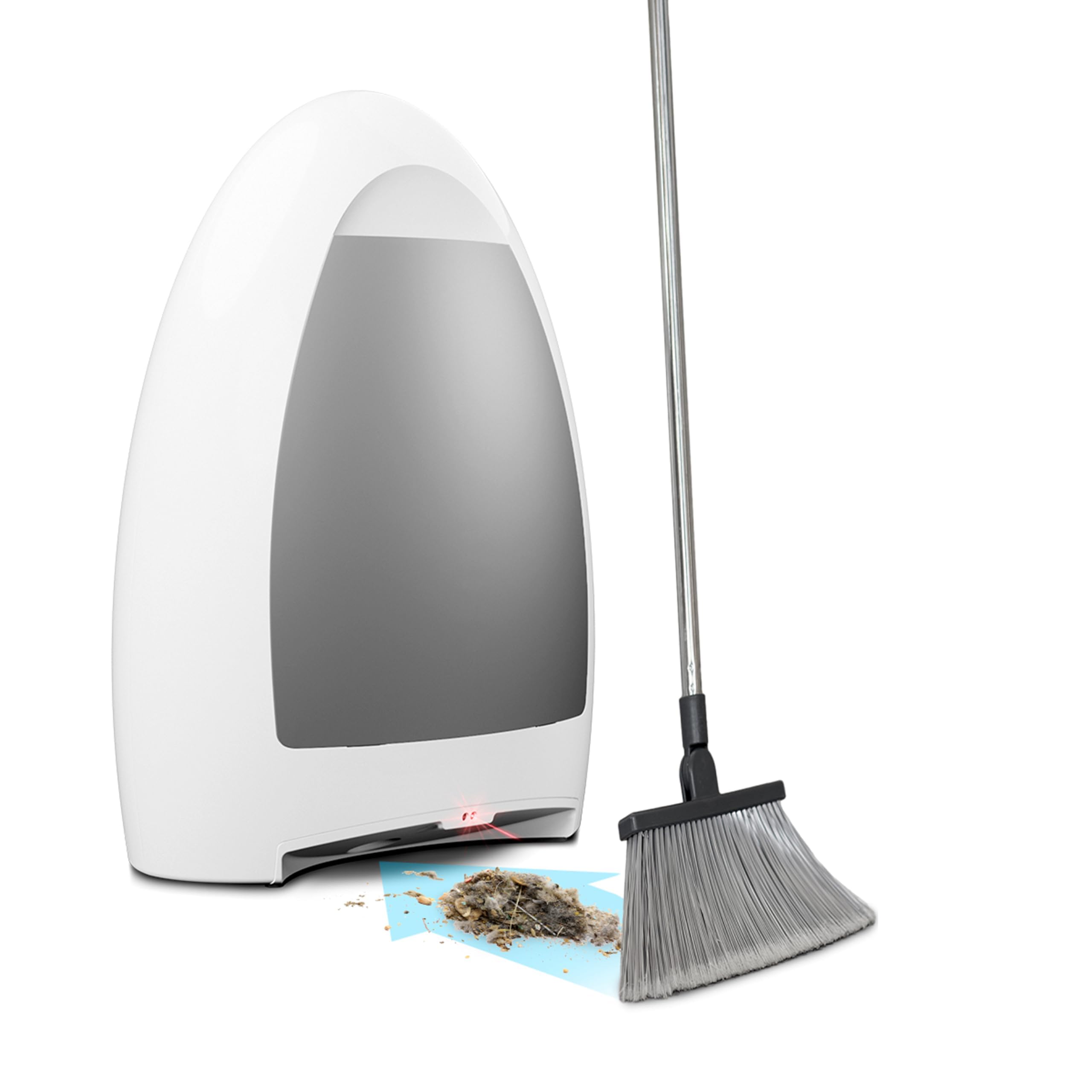 EyeVac Home touchless dustpan front view for quick, hands-free cleaning on floors