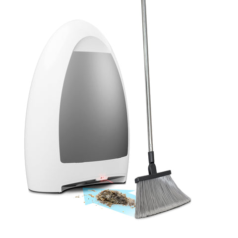EyeVac Home touchless dustpan front view for quick, hands-free cleaning on floors