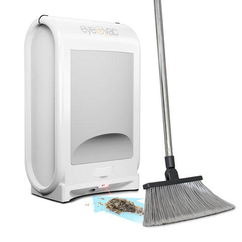 EyeVac Pro dustpan with infrared sensors for hands-free cleaning.