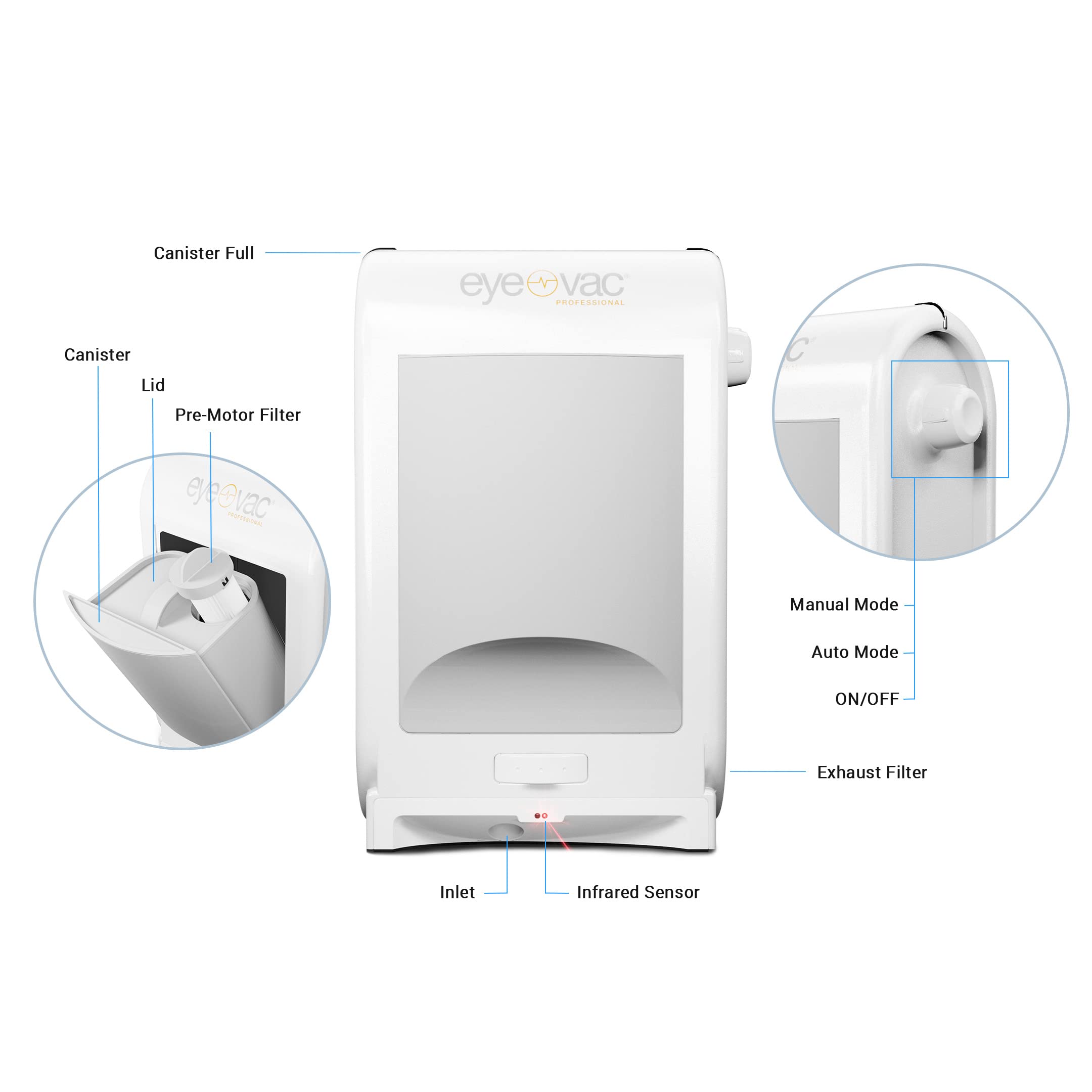 EyeVac Pro six-foot cord provides flexible placement in busy spaces.