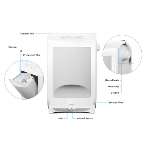 EyeVac Pro six-foot cord provides flexible placement in busy spaces.