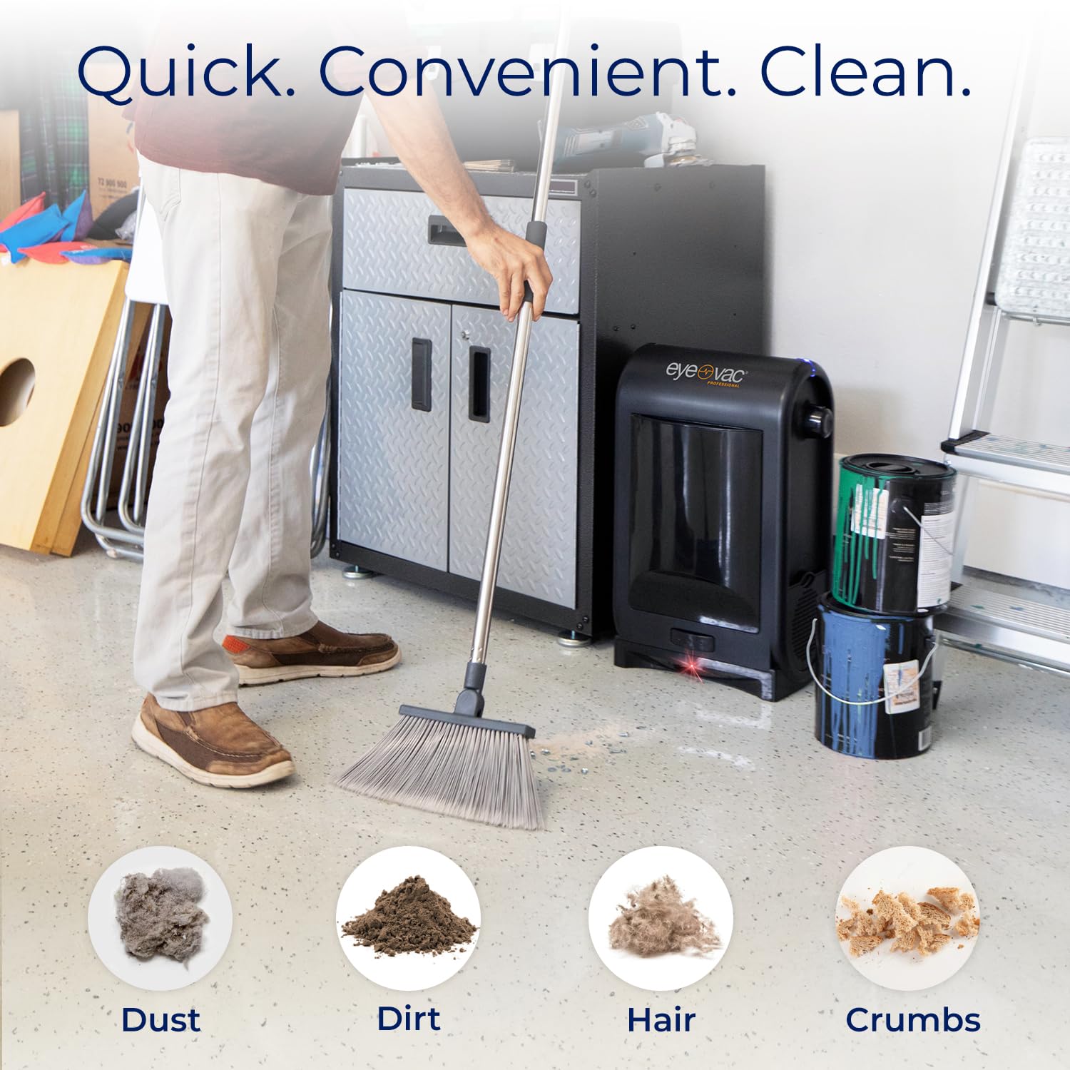 EyeVac Pro six foot cord enabling flexible placement during busy cleanups.