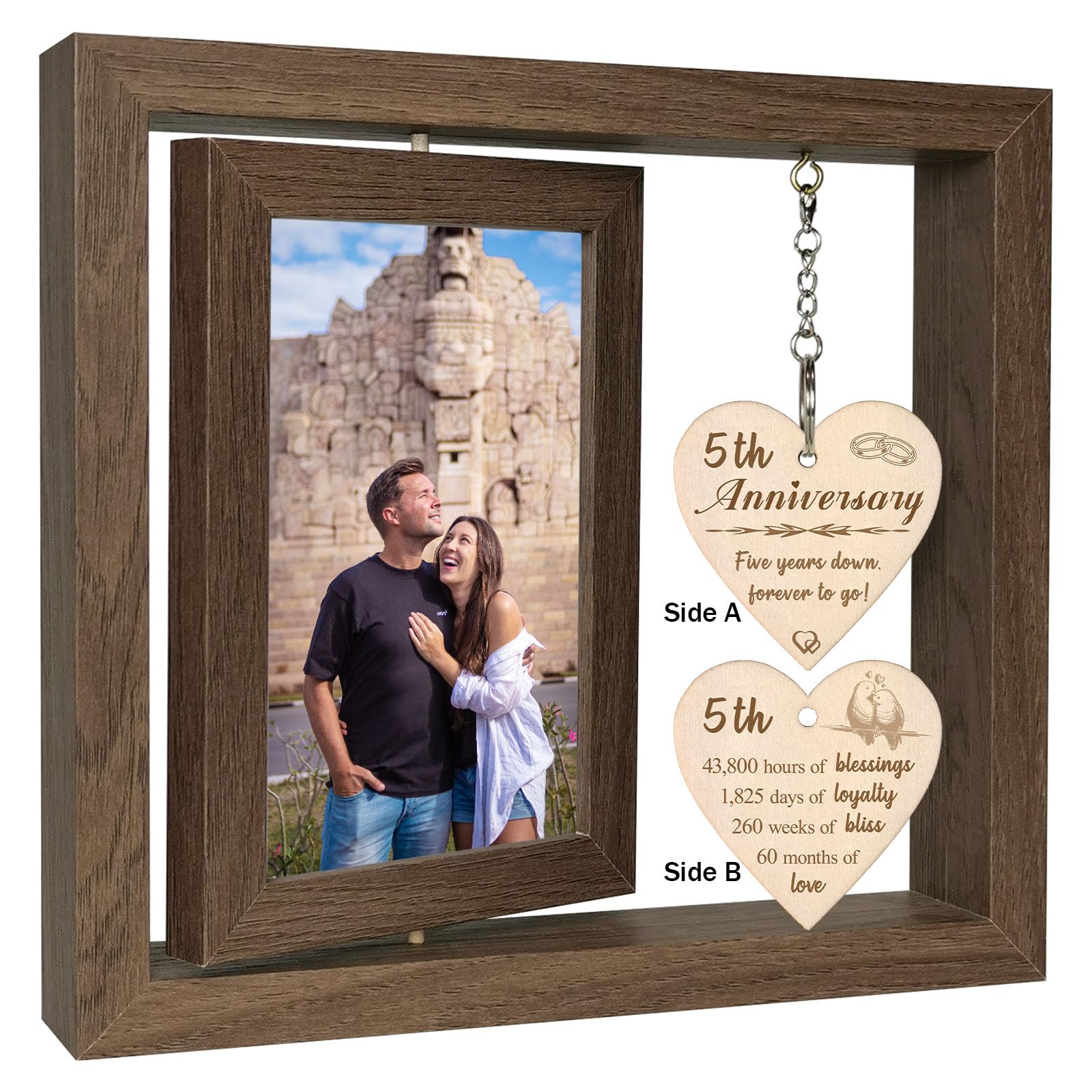 EYITUPC 5 Year Anniversary Frame front view shows rustic wood and glass.