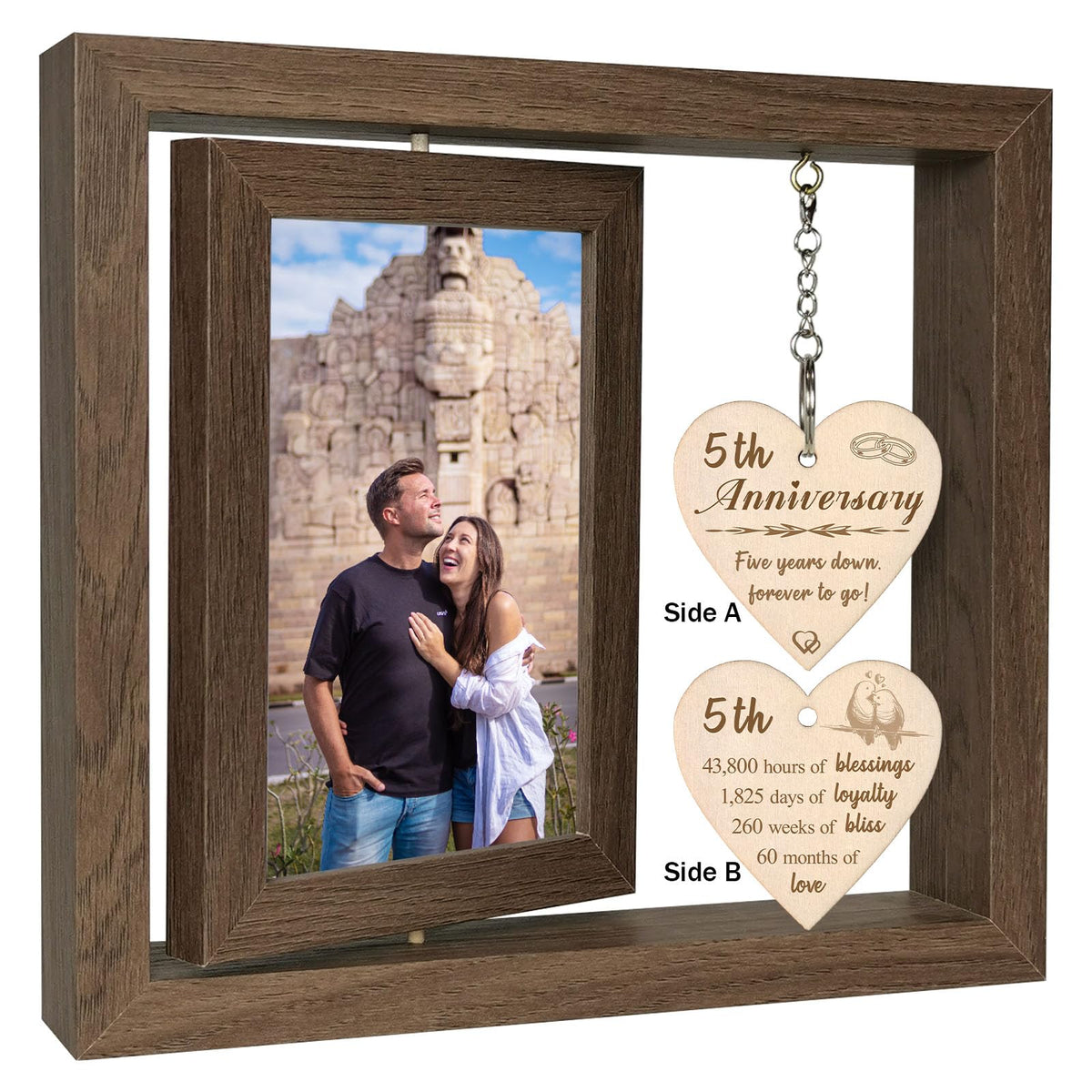 EYITUPC 5 Year Anniversary Frame front view shows rustic wood and glass.