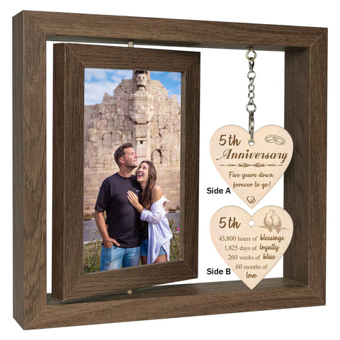 EYITUPC 5 Year Anniversary Frame front view shows rustic wood and glass.
