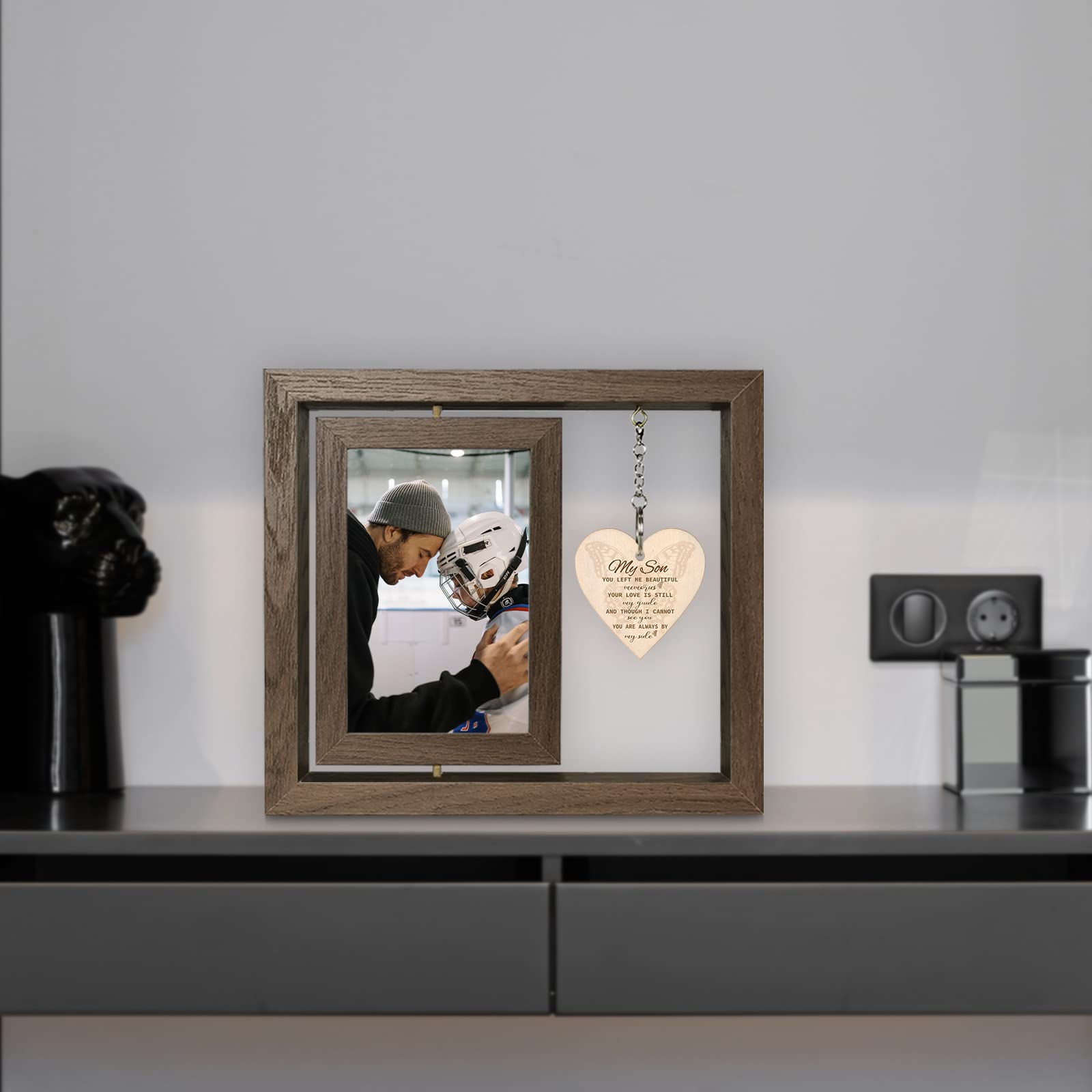 EYITUPC freestanding 9x8 inch frame holds two 4x6 photos for easy display