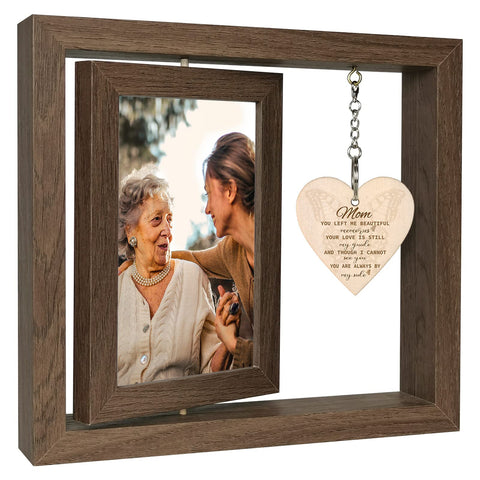 EYITUPC loss-of-mother frame with rotating wood design for two 4x6 photos
