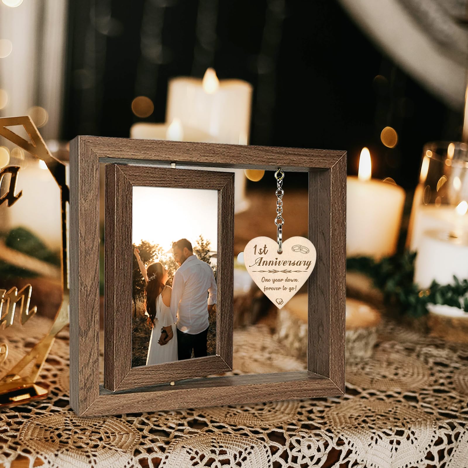 EYITUPC frame rustic wood backdrop complements home decor.