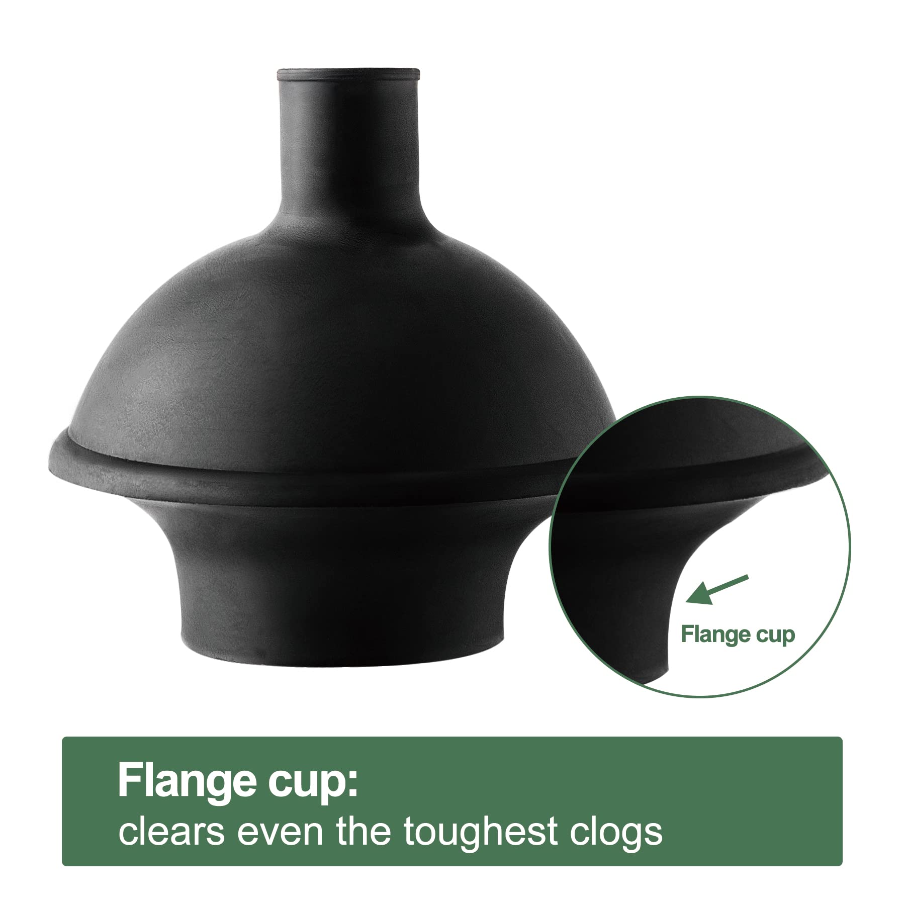 Brush head with nylon bristles reaching under the rim for deep cleaning