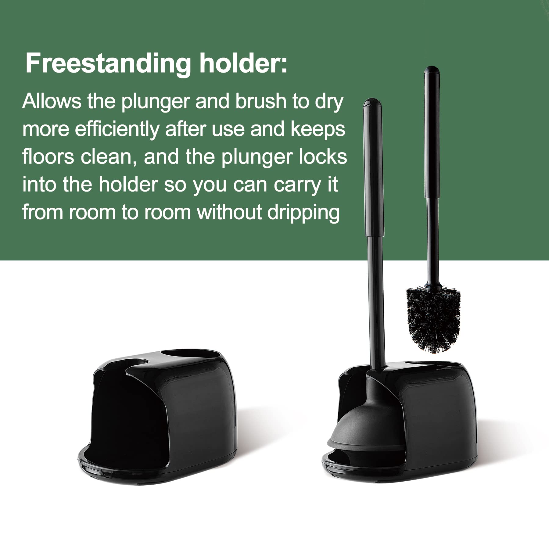 Compact caddy stand fits neatly beside the toilet