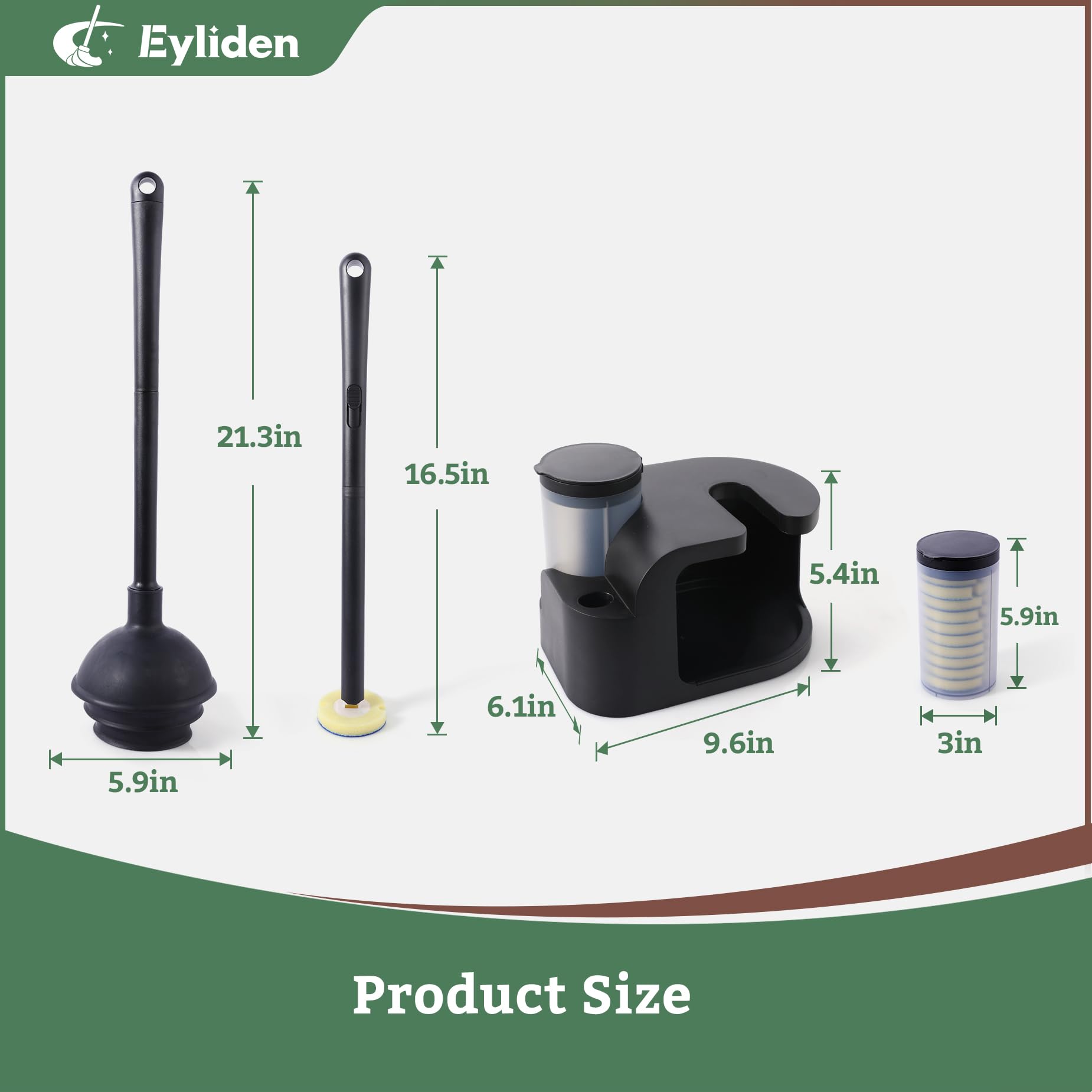Eyliden disposable sponge heads for fast, mess-free toilet cleaning.