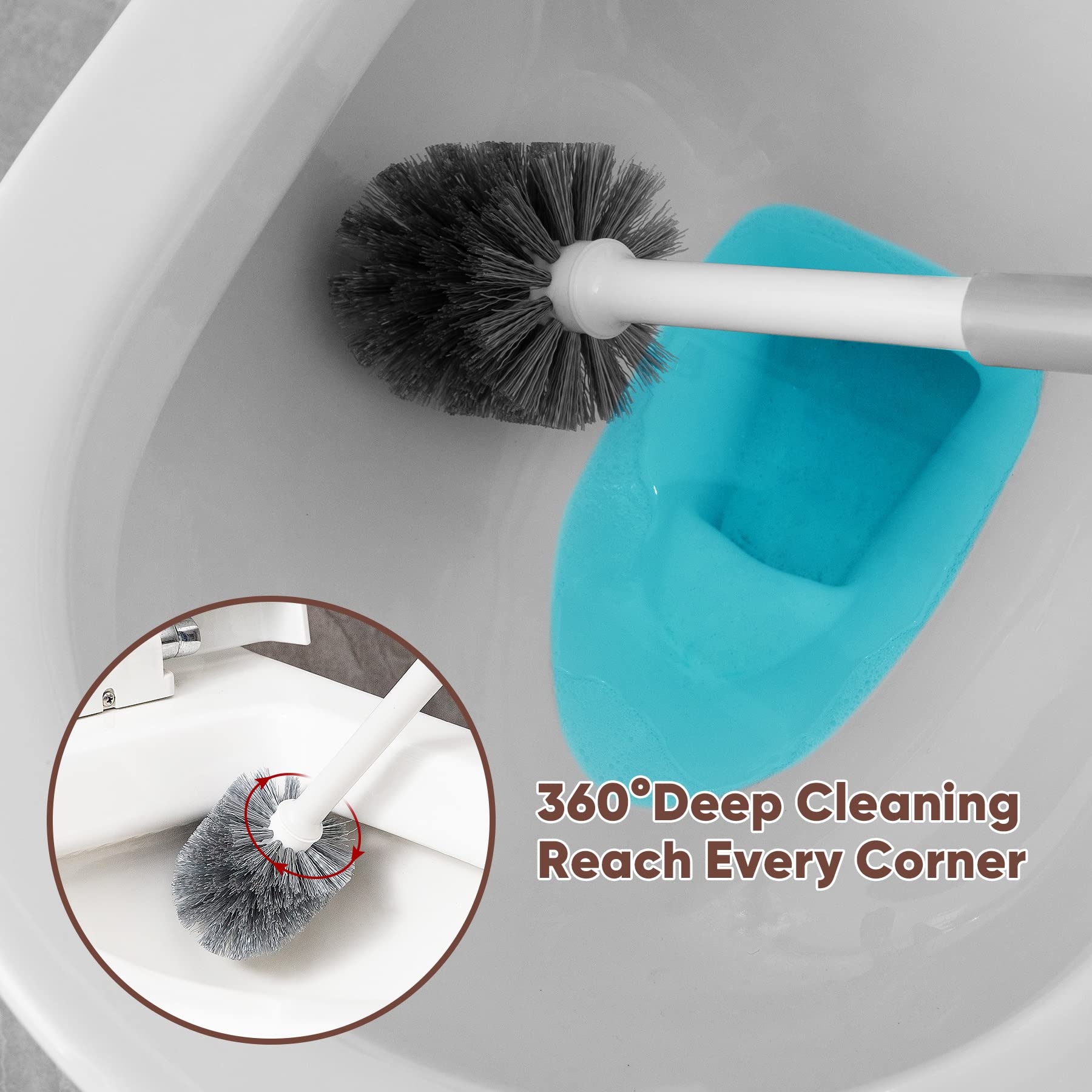 Eyliden nylon bristles deliver deep cleaning without scratching toilet surfaces.