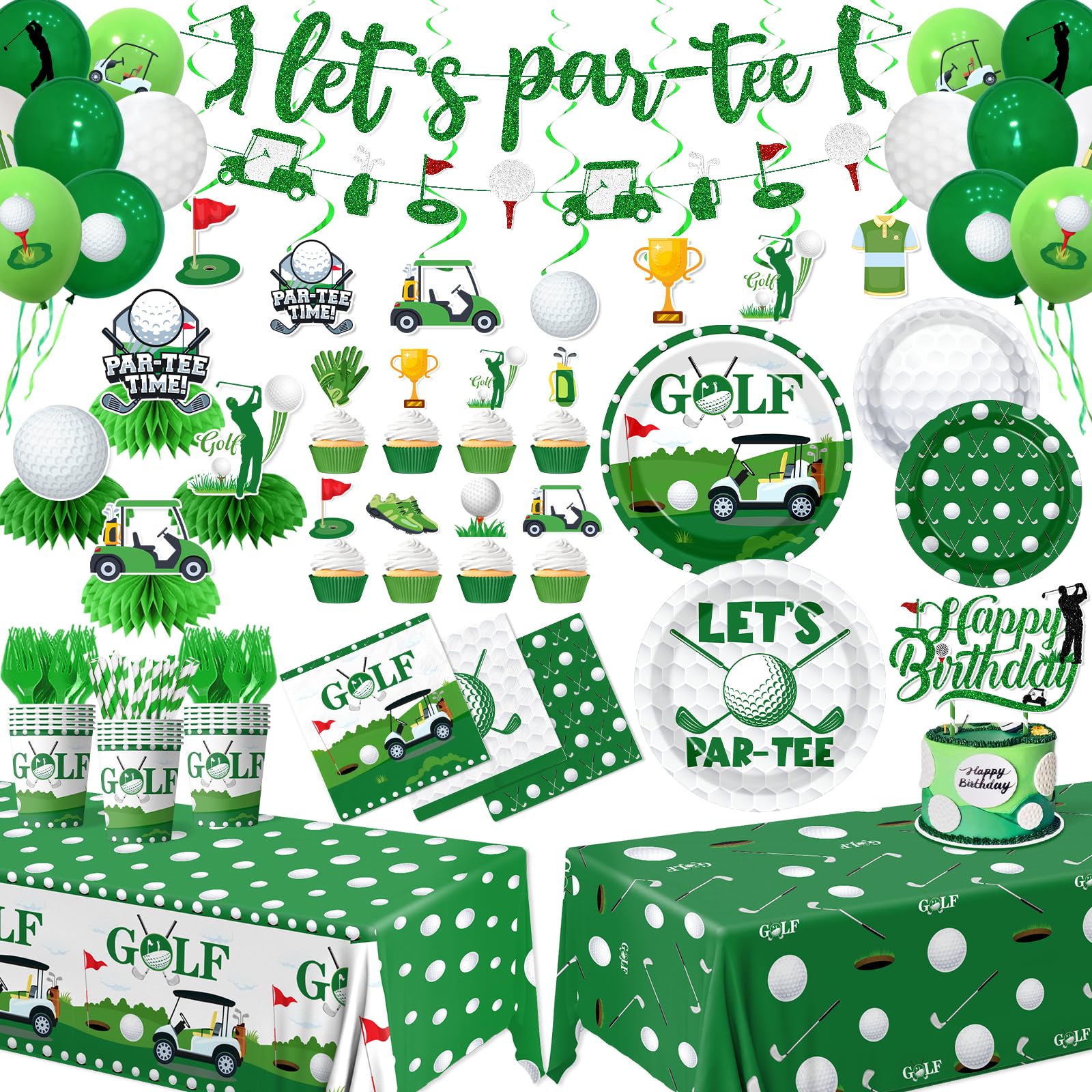 EYOBZOOQ golf party decorations kit offers vivid colors for a festive celebration.