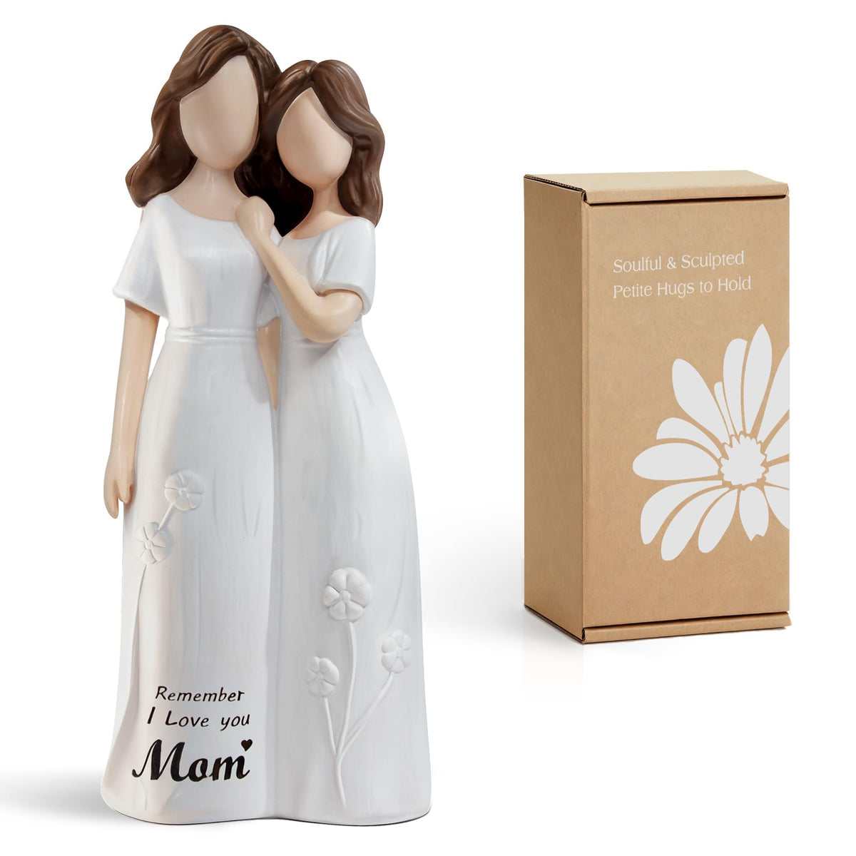 Eyschura mom-daughter embrace figurine for sentimental Mother's Day display