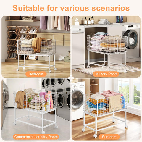Eyteenokk laundry cart with top handle for easy lifting and reduced bending.