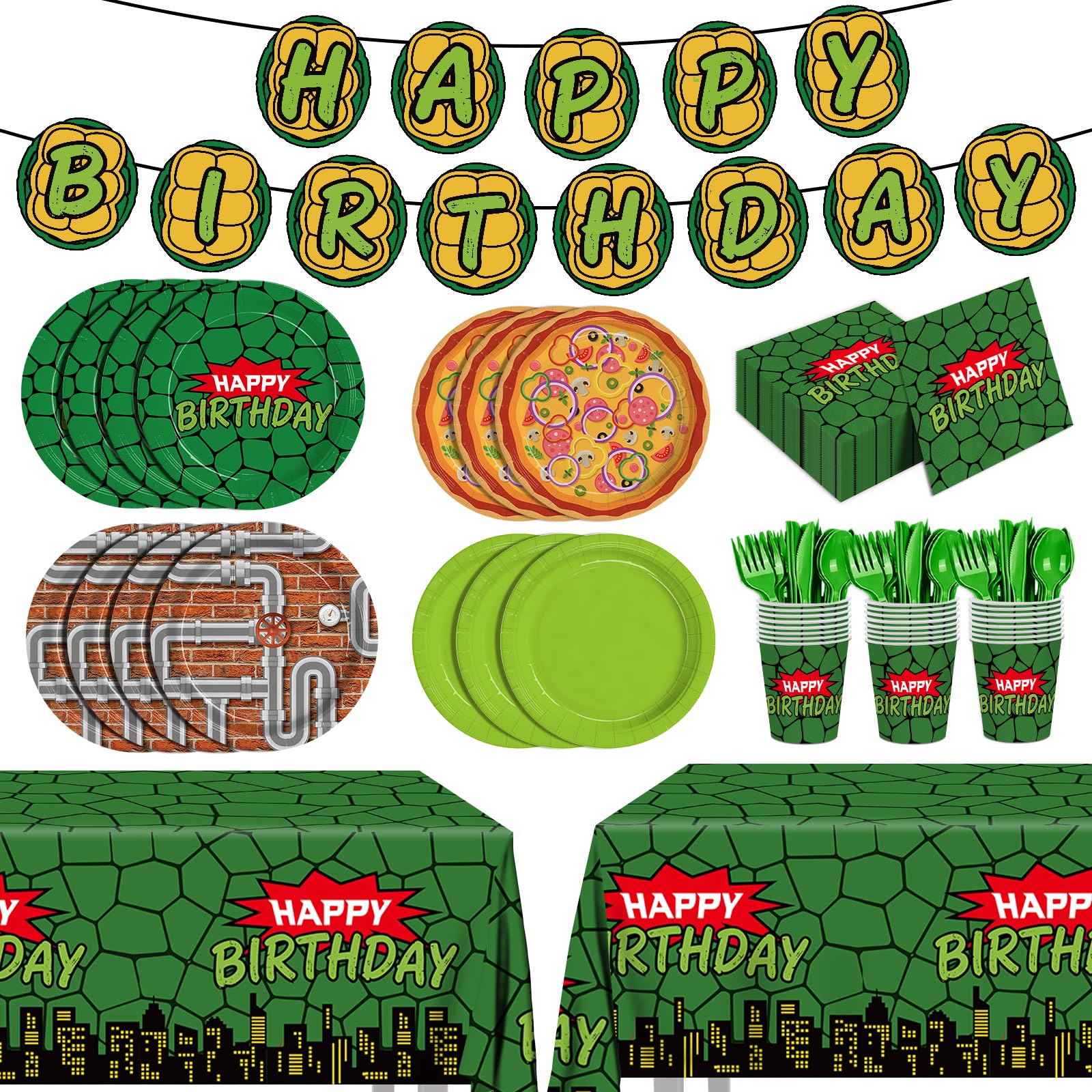 Eywusco turtle party 9-inch plates, bright and durable for kids' meals.