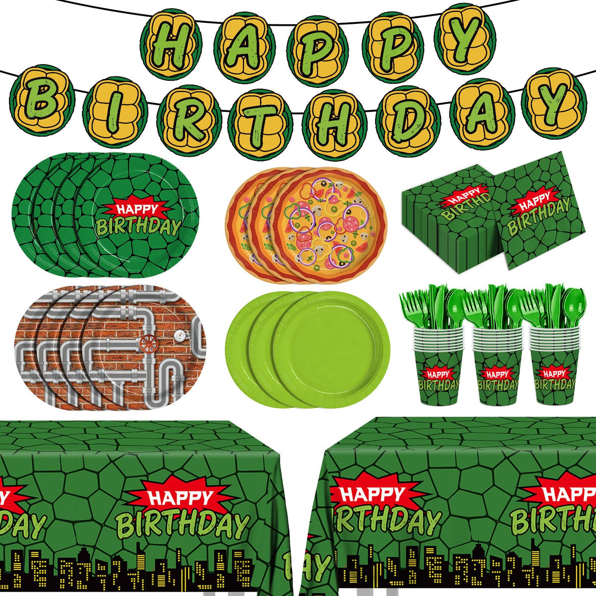 Eywusco turtle party 9-inch plates, bright and durable for kids' meals.