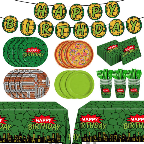 Eywusco turtle party 9-inch plates, bright and durable for kids' meals.