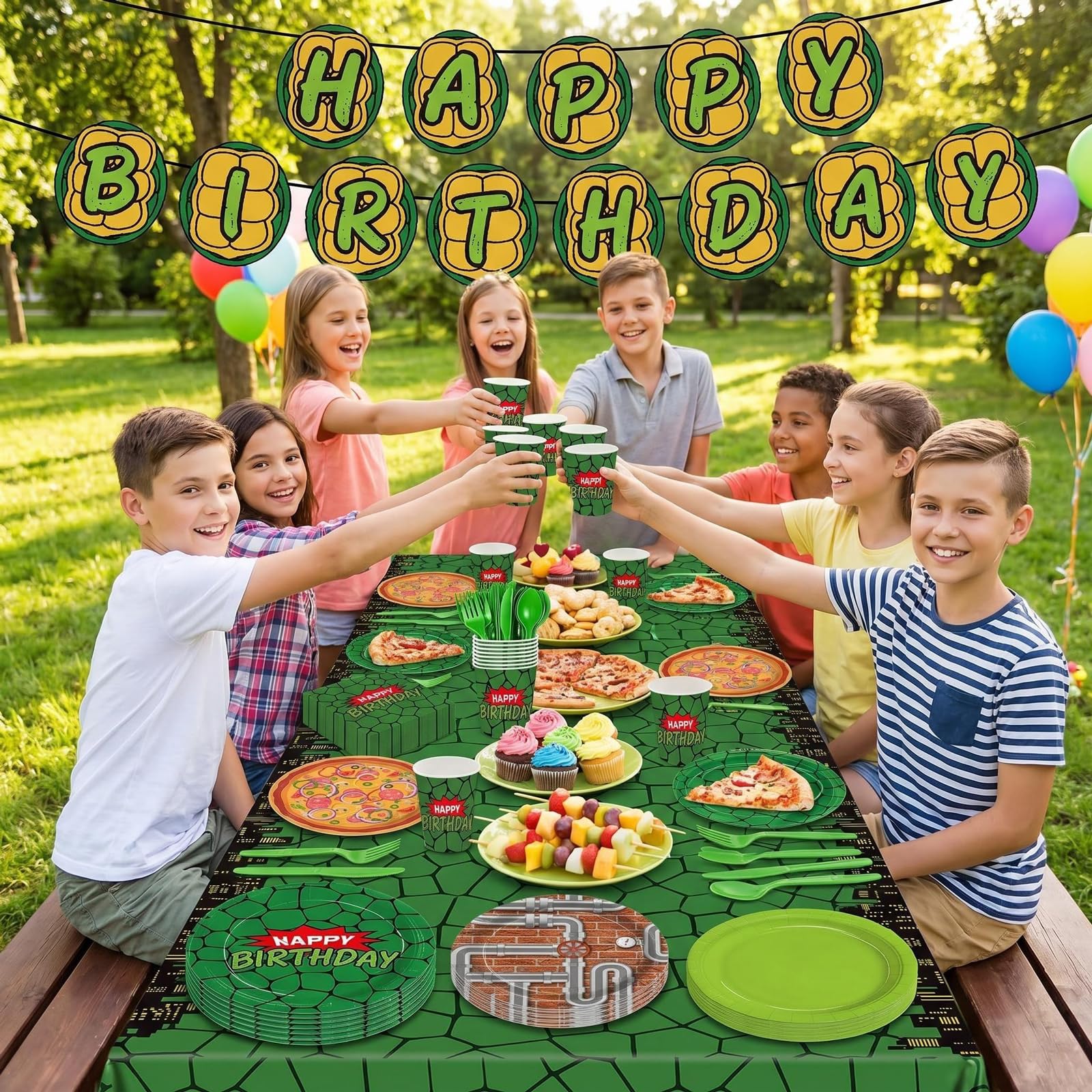 Eywusco green cutlery set, easy grip for little hands.