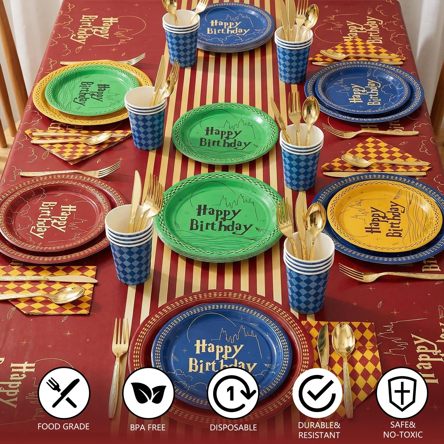 Eywusco Wizard cups in blue checkered design for drinks and celebrations