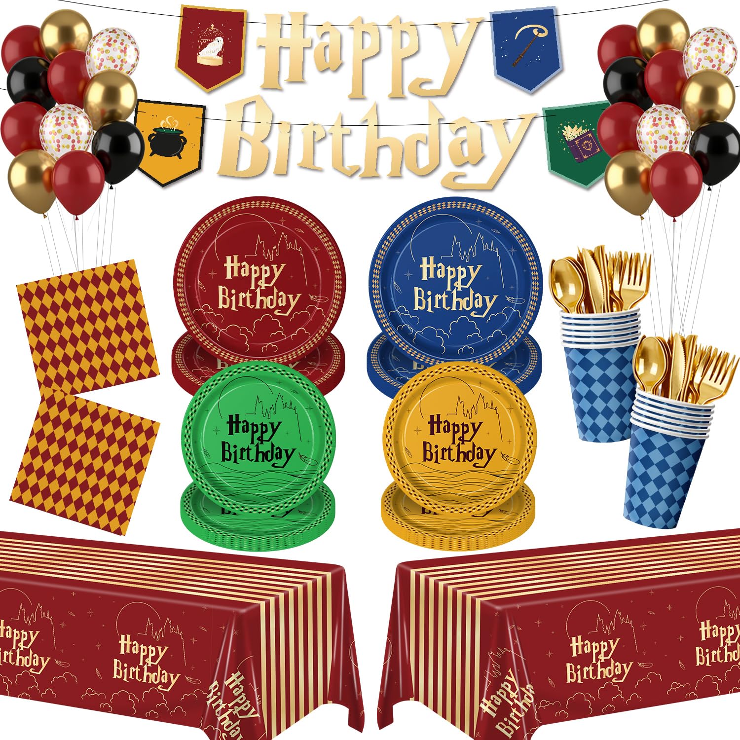 Eywusco Wizard plates with colorful Happy Birthday design for a festive kid party