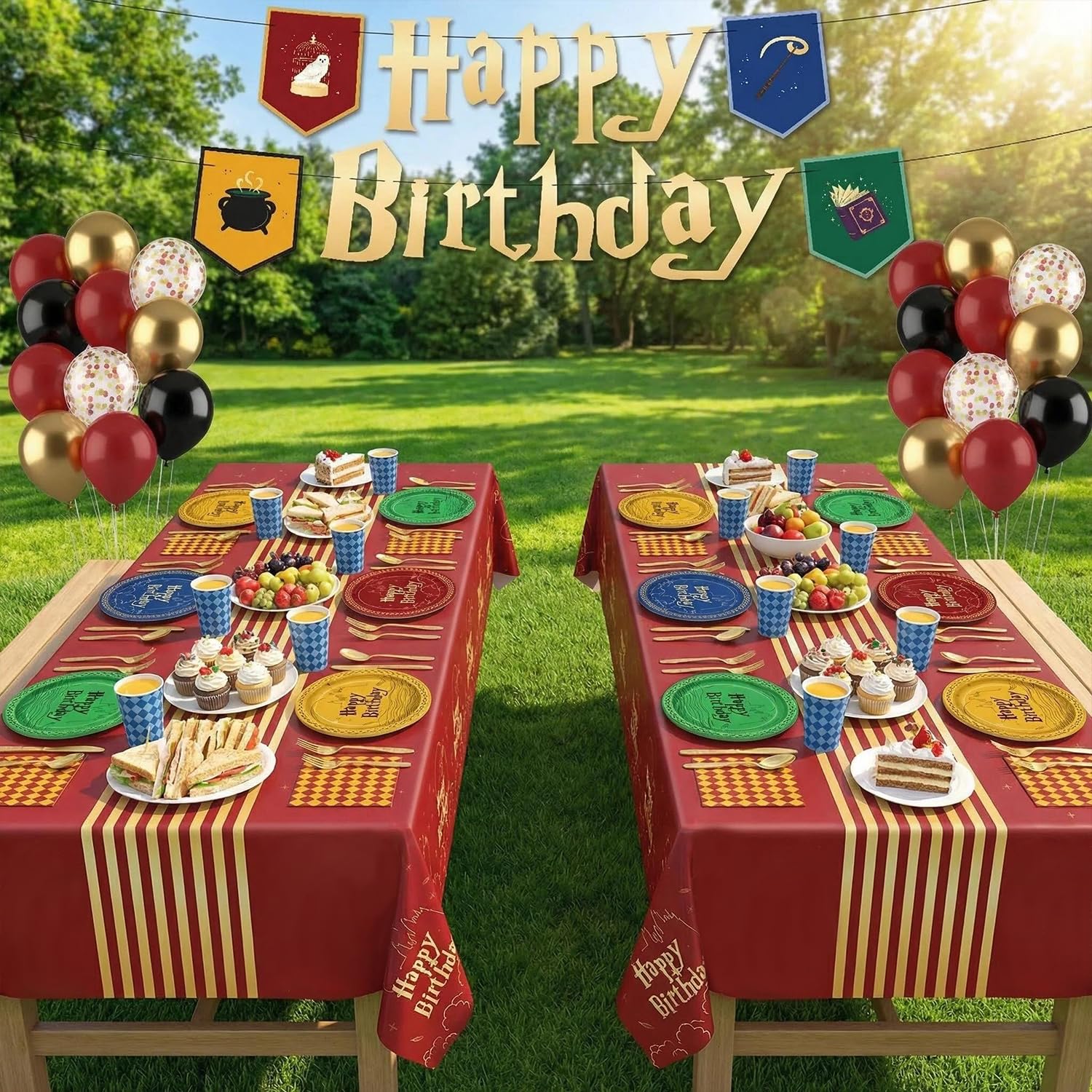 Eywusco Wizard tablecloths protect surfaces during party feasts
