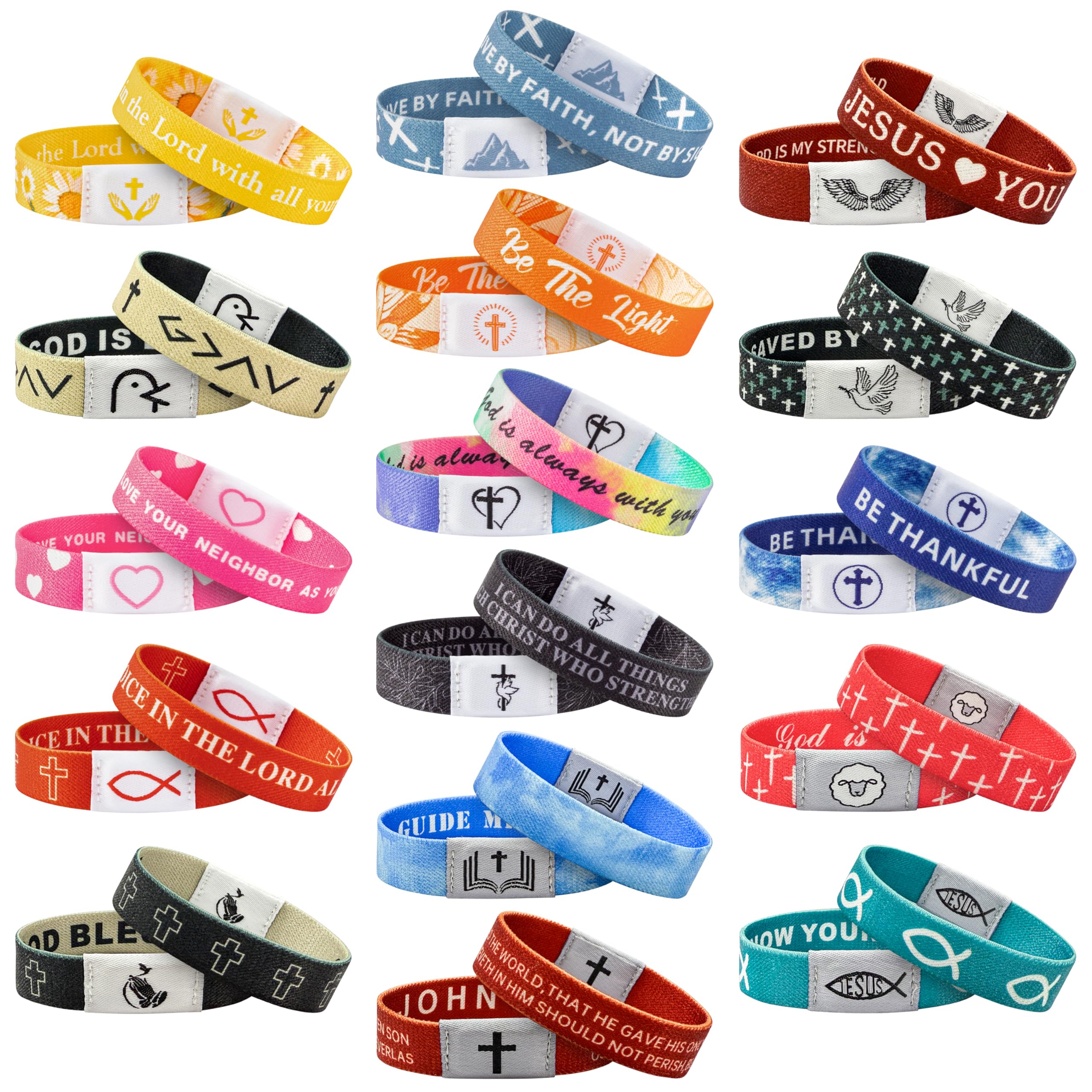 EYxsaxenk NFC Bible Verse Bracelet Set close-up showing colorful designs for daily inspiration.
