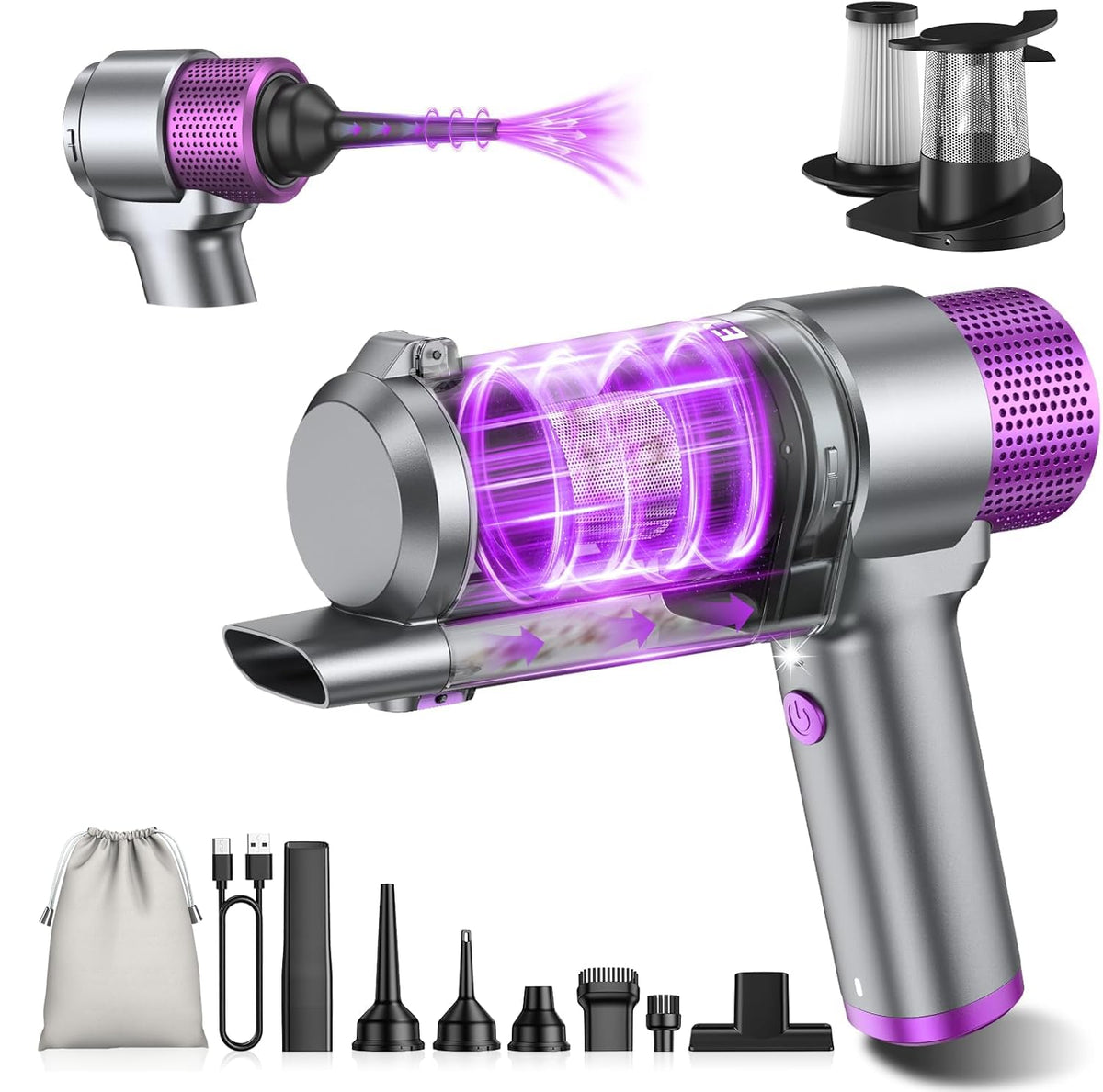 EYYA handheld car vacuum suction focus for thorough car and home cleaning