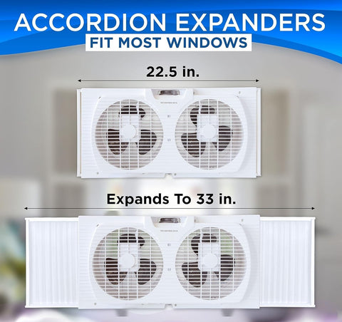 EZ-CHILL 9-Inch Twin Window Fan ultra-quiet operation for quiet rooms.