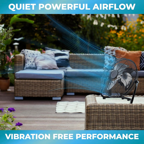 EZ-CHILL cradle floor fan safety grill protects fingers during operation