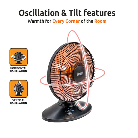 EZ-HEAT 70-degree oscillation spreads warm air evenly across compact spaces