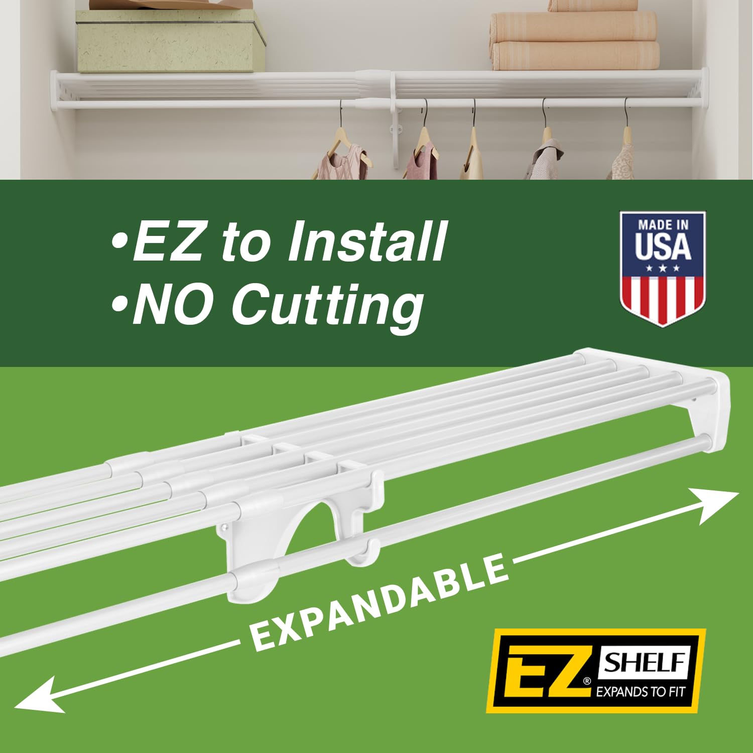 EZ Shelf setup demonstrates 200 lb per shelf capacity in drywall mounting.