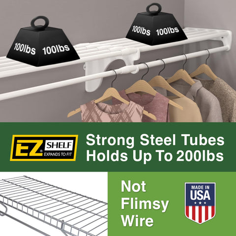 EZ Shelf installation brackets shown during mounting process.