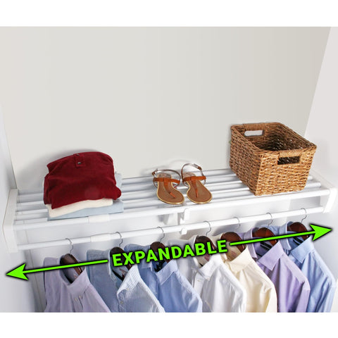 Organized closet example using EZ Shelf for efficient storage.