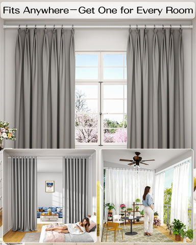 EZFurni tension rod 1.26-inch diameter provides sturdy curtain support
