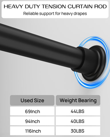 EZFurni tension rod anti-slip ends grip surfaces for reliable mounting.